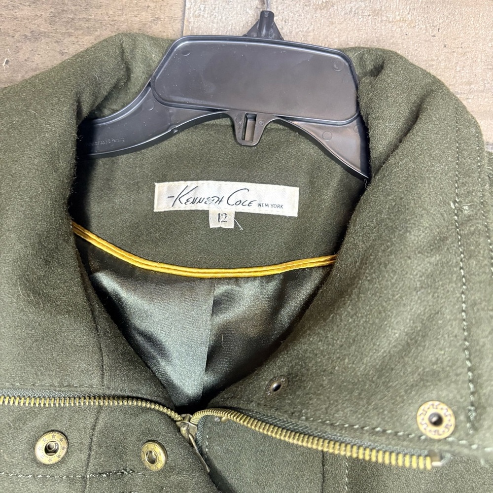 Kenneth Cole New York Dark Green Belted Trench Coat - Picture 5 of 5